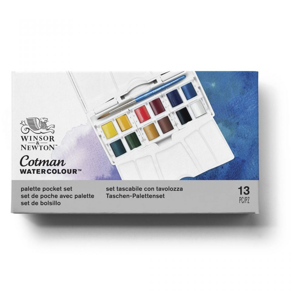 Cotman Watercolours Pocket Plus - 12 Half Pans (Winsor & Newton)