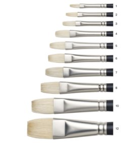 WN Artist's Oil Natural Bristle Brushes Flat LH #1-12 (Winsor & Newton)